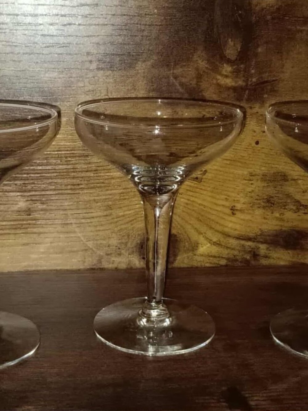 Vintage Clear Champagne Coupe Glasses Set of 3